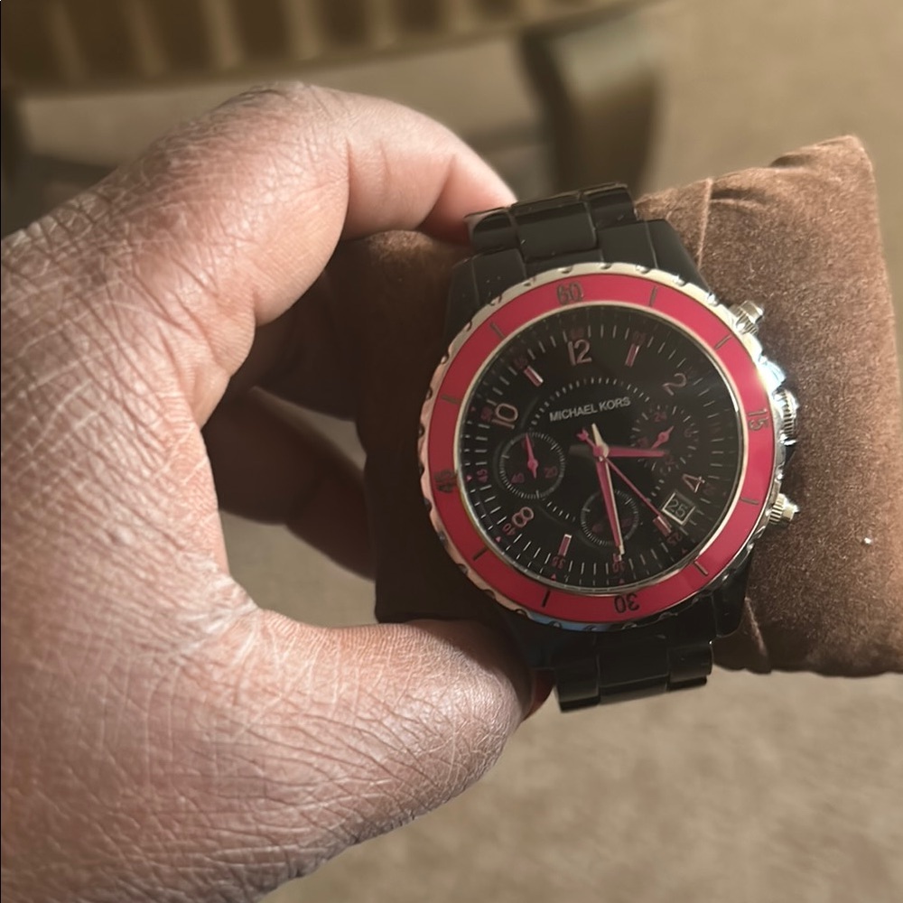 Michael Kors Black and Pink Men's Watch